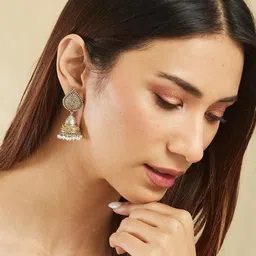 Fabindia Artificial Stones Beaded Dome Shaped Jhumkas image 5