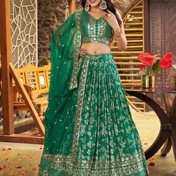 DIVASTRI Embroidered Sequinned Semi-Stitched Lehenga & Unstitched Blouse With Dupatta-picture-23