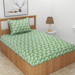 MORADO Green Cartoon Characters Printed Wool 210 TC Single Bedsheet Set 1.52 m x 2.28 m-picture-41