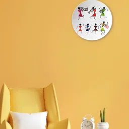THE QUIRKY HOME White Joyful Movements: Warli Tribal Art Printed Ceramic Wall Decor-picture-29