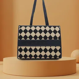 Caprese Checker Women Black Medium Tote Bag-picture-35