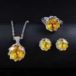 Jewels Galaxy Silver-Plated Cubic Zirconium-Studded Jewellery Set-picture-10