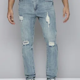 WAIMEA Men Comfort Skinny Fit Mildly Distressed Light Fade Stretchable Jeans-image-86