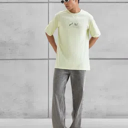 VEIRDO Oversized Graphic Puff Printed Drop-Shoulder Sleeves Pure Cotton T-Shirt image 2