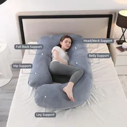 spento Polyester Fibre Pregnancy Pillow Pack of 1 Solid J Shape image 3