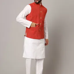 Latest Chikan Garments Striped Woven Nehru Jacket image 3