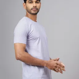 JADE BLUE Men Solid Round Neck Cotton Slim Fit T-shirt image 4