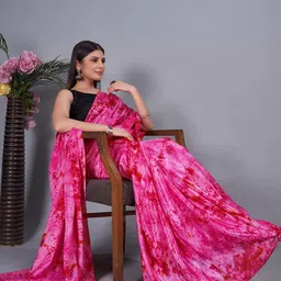 HERE&NOW Tie and Dye Pure Chiffon Ready to Wear Saree image 2