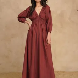 Tailor Didi Women V-Neck Empire Maxi Dress-picture-32