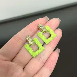 Krelin Gold-Plated Geometric Shaped Textured Drop Earrings image 3