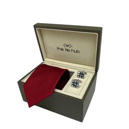 The Tie Hub Men Accessory Gift Set of Silk Necktie with Cufflinks-picture-39