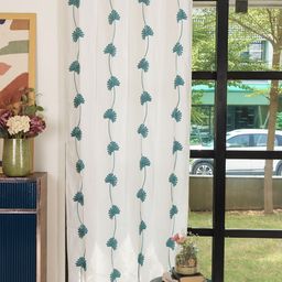 URBAN SPACE Teal & White Embroidered Cotton Door Curtain-picture-23