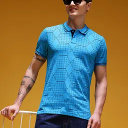 here&now HERENOW Geometric Printed Pure Cotton Polo T-shirt-picture-17