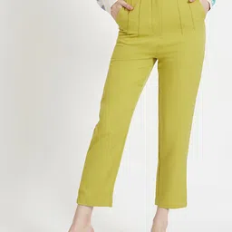 AMSWAN Women Smart Regular Fit High-Rise Pleated Cigarette Trousers-picture-30