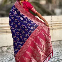 ELITE WEAVES Floral Woven Design Banarasi Saree image 2