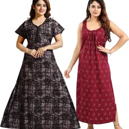 Inner Beats Pack Of 2 Cotton Blend Nightdress-picture-35