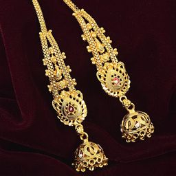 missmister Brass Gold Plated Ethnic long Patta Earwire Jhumki earrings for Women-picture-19