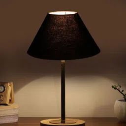 Devansh Black Wood Contemporary Frusturical Shaped Table Lamp image 3