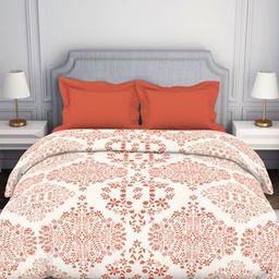 SPACES Coral & Cream-Coloured Ethnic Motifs Printed 144 TC Cotton Double Bed Comforter-picture-49