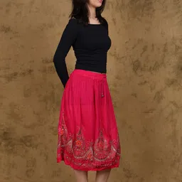 Exotic India Embellished A-Line Midi Skirt image 5