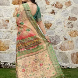 Anouk Yellow Tissue Printed Sarees image 4