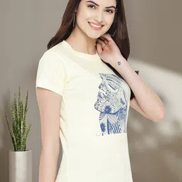 Dreambe Women Pack of 2 Tom & Jerry Graphic Printed Round Neck Cotton Regular Fit T-shirts image 3