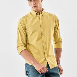 Snitch Men Slim Fit Solid Button-Down Collar Pure Cotton Casual Shirt-image-83