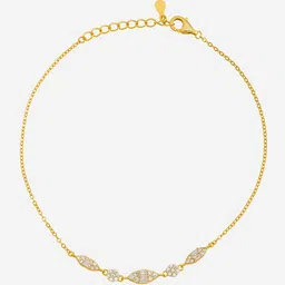 Kushal's Fashion Jewellery 92.5 Pure Silver Gold-Plated Artificial Stones Anklet image 2