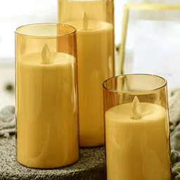 TIED RIBBONS Gold-Toned 3 pieces Pillar Candle image 3