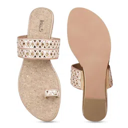 Inc 5 Women Embellished One Toe Flats with Laser Cuts image 4