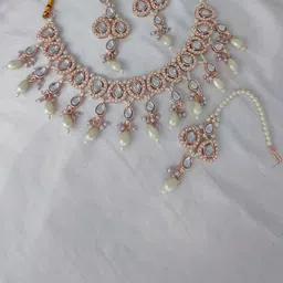 Gyaan Jewels Gold-Plated Artificial Stone-Studded Jewellery Set image 1