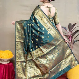amirat Woven Design Zari Pure Silk Paithani Saree image 4
