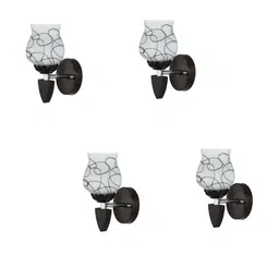 1ST TIME Black & White 4 Pcs Printed Glass Frustum Shaped Wall Lamps-image-91