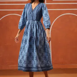 Jaipur Morni Women Floral Printed Pure Cotton Flared Maxi Ethnic Dresses image 5