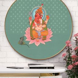 Livin'luxe Green & Orange Lord Ganesha Religious Wooden Wall Art-picture-39