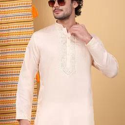 KRAFT INDIA LUXE Men Ethnic Motifs Yoke Design Thread Work Grandeur & Majestic Artwork Kurta image 5