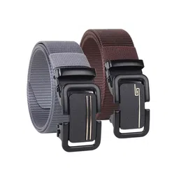 SHOPGLOBAL Men Set Of 2 Textured Belt With Slider Buckle-picture-20