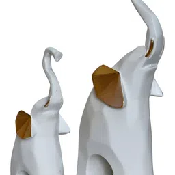 MISS PEACH White & Gold Toned Birds And Animals Figurine Matte Showpiece image 5