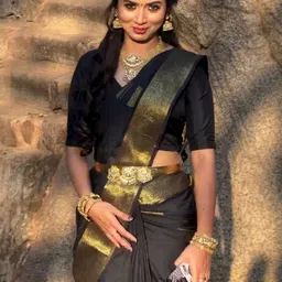 demure clothing co Demure Clothing Co.Ethnic Motifs Woven Design Zari Saree With Blouse Piece-picture-24