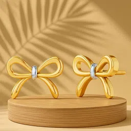 KISNA DIAMOND AND GOLD JEWELLERY 18Kt Pretty Bow Gold Earrings- 1.94g-image-95