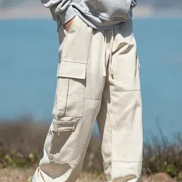 StyleCast Men Off White Loose Fit Easy Wash Cargos-picture-16