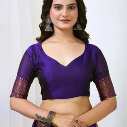 mitera MiteraWoven Design Zari Work Banarasi Sarees With Blouse image 5