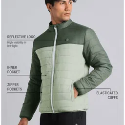 CULT Men's Dark Green Colourblock Puffer Jacket image 2