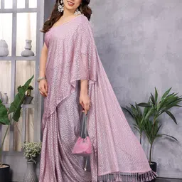 Ambuja International Checked Supernet Saree image 3