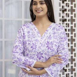 chafi collection Women Printed Cotton Blend A-line Kurta-picture-14