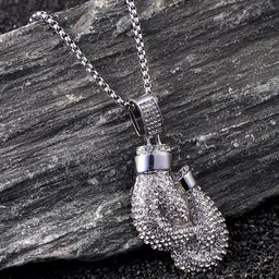 French Accent Men Silver-Plated Boxing Glove Pendants with Chains-image-68