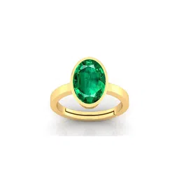 Pranjal Gems Unisex 8.25 Ratti 7.62 Carat Emerald Panna Gemstone Studded Finger Ring image 1