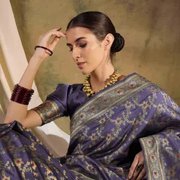 Suha Woven Design Zari Art Silk Banarasi Saree image 5