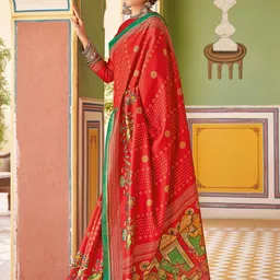 Mitera Kalamkari Silk Blend Tussar Saree-picture-20