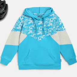 Lil Tomatoes Girls Blue Printed Hooded Sweatshirt-image-87